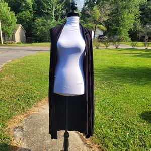 CLEANOUT SALE Long black sleeveless cardigan vest duster